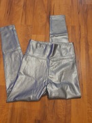 Leginsy metaliczne szaro złote wysoki stan uczucie ciepła 