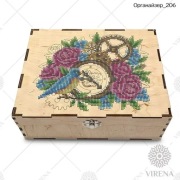 Haft na driewnie koralikami 