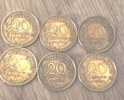 MONETY  FRANCJA  MARIANNE 20 CENTIMES  "RZADKIE ROCZNIKI"