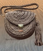 Torebka jodełka handmade,  kawa ze złotą nitką 