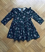 Sukienka ze świątecznym motywem,r.86 Ciemnozielona