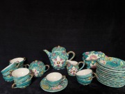 Serwis Kawowy Porcelana Piękna Zieleń Kwiaty dla 12os. D98