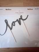 Toper na tort czarny napis love