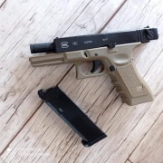 replika asg pistolet GBB glock 18c tan oznaczenia 