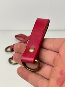 Breloki Breloczki Skórzane (6 szt.) komplet HANDMADE RÓŻ/ CZERWIEŃ + ZŁOTO