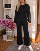 Komplet bluza oversize spodnie dzwony zestaw damski