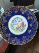 Kobaltowy talerz płaski obiadowy lub na ciasto dekoracyjny