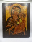 STARA IKONA MATKA BOSKA KAZAŃSKA PISANA NA DREWNIE 