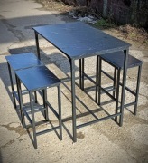 Stół z 4 krzesłami czarny marmur 100x60x90cm