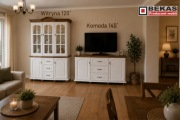 Śliczna Biała Witryna 120` z Dębowym Blatem BEKAS Producent Mebli 