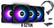 Zestaw 6 wentylatorów MSI 120 x 120 mm APA1225M12 aRGB + złączki