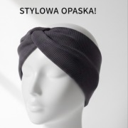 Opaska Damska Prążkowana brązowa Turbant 56-64cm