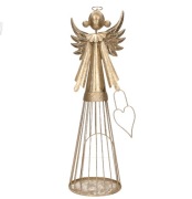 złoty metalowy anioł  świecznik na tealight prezent Komunia , Chrzest 32 cm