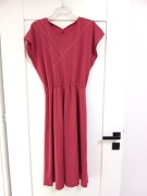 czerwona powojenna sukienka długa letnia z czasów prlu z lat 60tych 38