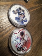 Street fighter 2x 1 oz Ryu I Chun LI kolor Ag 999 srebrne monety 2 szt