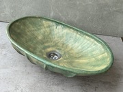 Owalna umywalka rękodzieło Zielony Onyks