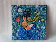 MAŁY KSIĄŻĘ obraz ręcznie malowany UNIKAT 20 x 20 cm markery akrylowe bajka