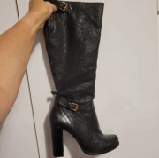 Kozaki skórzane damskie wysokość obcasa 11.5 cm firmy Bata 