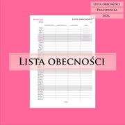Lista obecności pracownika 2026 A4 - PDF