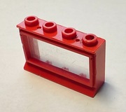Lego 453bc01 okno z szybą 1x4x2 czerwony - 1 sztuka !