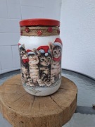 Słoik handmade Decoupage 1.5L zimowy motyw na słodkości