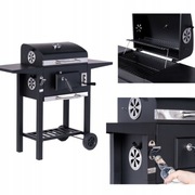 Grill Węglowy Premium – Pokrywa + Termometr + Popielnik