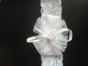 opaska koronkowa dziewczęca biała kokardka