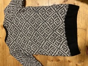 ciepły sweter burton XS męski wełna czarno biały