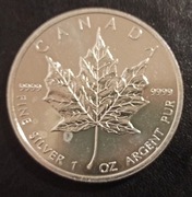 5 DOLLARS LIŚĆ 2009 r. SREBRO 999 KANADA UNCJA 1 OZ Ag