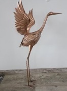 Żuraw metalowy do ogrodu duża rzeźba miedziany NOWY 82 cm