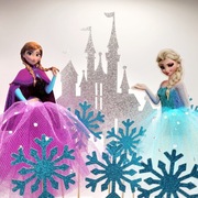 Topper Elsa i Anna+10szt ŚNIEŻYNKI+ZAMEK 