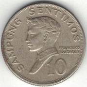 Filipiny 10 sentimos centymów 1970 -  17,5 mm
