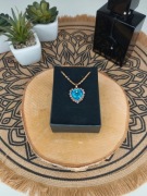 Nowy niebieski naszyjnik w kształcie serca damski