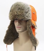Czapka Futrzana Męska Uszatka z królika zimowa ciepła, przeciwwiatrowa