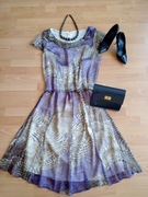 Kostium sukienka dwuczęściowa fioletowa rozmiar 52