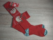 Podkolanówki świąteczne czerwone z pandą r. 34-37