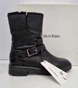 Skórzane ocieplane botki kowbojki CALVIN KLEIN