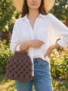 Torebka robiona wlasnorecznie, macramé, kolor czekoladowy, 