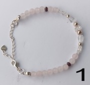 Bransoletka: Diament Herkimer + Kryształ Górski + Granat + Kwarc Różowy