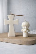 Świeca sojowa zestaw 2szt Komunia chłopiec krzyżyk prezent | noya