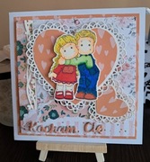 Kartka walentynkowa. Ręcznie robiona.