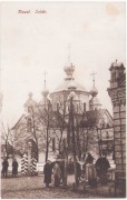 Kowel. Sobór- Bryczka żołnierze budka wartownicza- ca. 1915 czysta