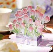 Kartka 3D okolicznościowa Tulipany wyskakujące ze złotem 