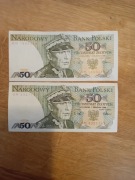 banknoty K.Świerczewski 50 zł seria GM 1988