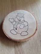 Bałwanek. Dekoracja z drewna.