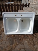 Zlewozmywak dwukomorowy stalowy emaliowany