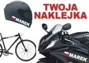 Twoja naklejka FLAGA POLSKI POLSKA Twoje imię na kask rower motocykl