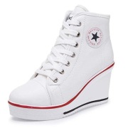 Białe trampki sneakersy za kostkę koturn 40 zamek