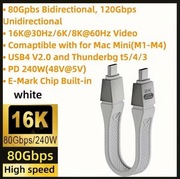 Krótki Kabel Thunderbolt 5 USB-C 13cm | 80 Gb/s / 120 Gb/s | 240 W 16K NOWY