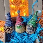 Zestaw trzech krasnali świątecznych handmade